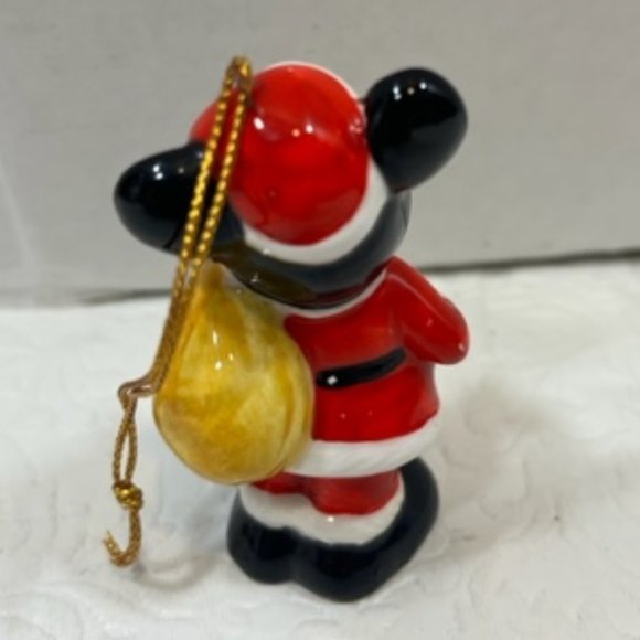 VTG Disney Porcelain Santa Mickey Mouse Christmas Tree Ornament Japan 2.75" - Picture 3 of 9